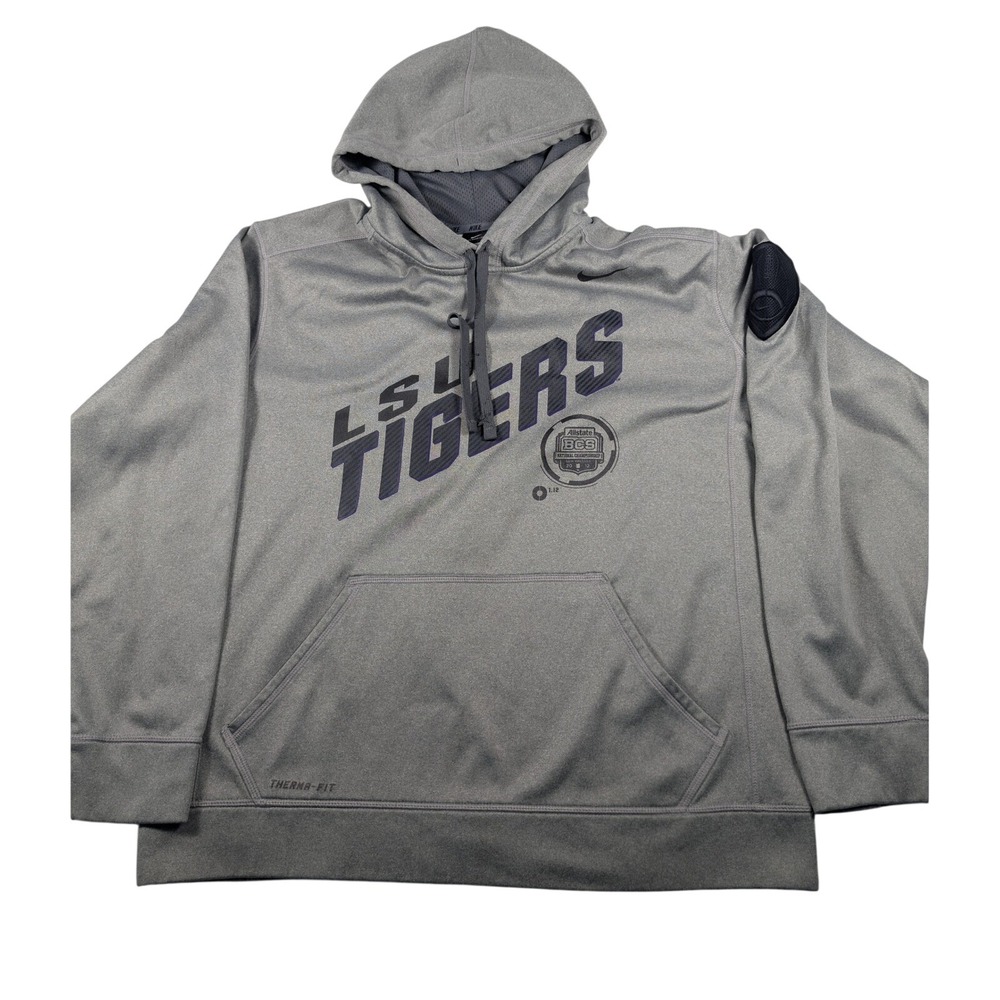 Nike Hoodie Mens XL Gray LSU Tigers 2012 BCS National Championship Therma-FIT - Picture 2 of 9